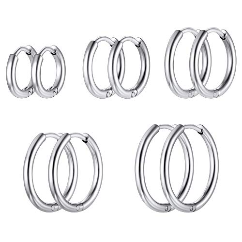 Richsteel 5 paar Creolen Ohrstecker Set Hip pop Hoop Ohrstecker Punk Huggie Hoop Ohrstecker Paar Ohrstecker Freundschaftsohrstecker für Paar Pärchen Richsteel 5 paar Creolen Ohrstecker Set Hip pop Hoop Ohrstecker Punk Huggie Hoop Ohrstecker Paar Ohrstecker Freundschaftsohrstecker für Paar Pärchen von Richsteel