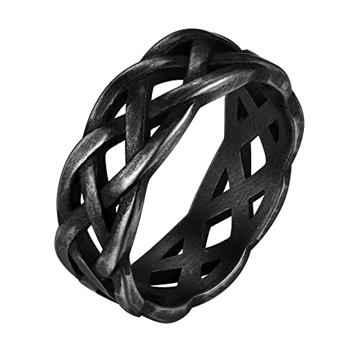 Richsteel 7mm breit Irischer Celtic Knot Ring Herren Damen Keltischer Knot Fingerring Verlorbungsring Ehering Partnerring für Weihnachten Valentinstag Geburtstag von Richsteel