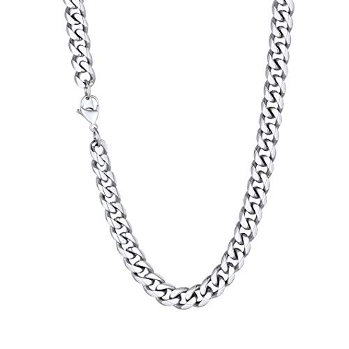 Richsteel 9mm Edelstahl kette 71cm kubanische kette Hip pop Cuban Link Chain Edelstahl Punk Panzerkette Halskette mit Geschenkebox von Richsteel