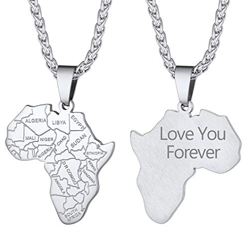 Richsteel Afrika Landkarte Silber herren Anhänger Edelstahl Herren Kette mit Geschenkebox für Männer und Herren Richsteel Afrika Landkarte Silber herren Anhänger Edelstahl Herren Kette mit Geschenkebox für Männer und Herren von Richsteel