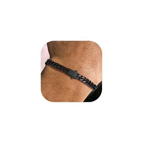 Richsteel Armband Handkette Kubanisch Schmuck für Männer Jungen 5MM Breite Verstärkte Version 21cm Farbe Schwarz von Richsteel