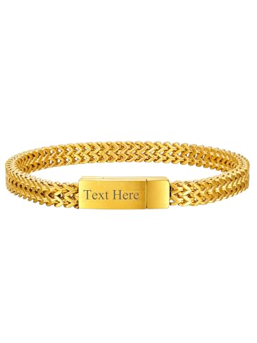 Richsteel Armband für Herren Männer Edelstahl Magnetverschluss Chain Kette Armbänder 6mm Breite Gold 19cm Personalisieren von Richsteel