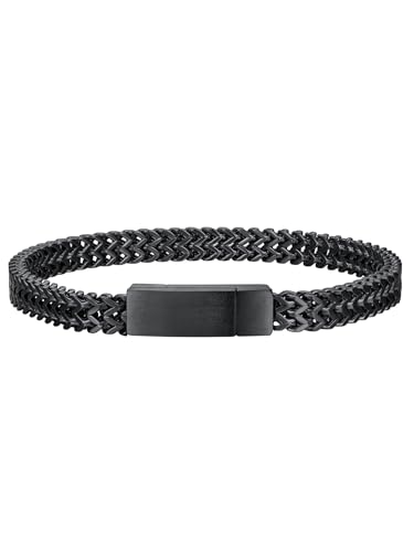 Richsteel Armband für Herren Männer Edelstahl Magnetverschluss Chain Kette Armbänder 6mm Breite Schwarz 23cm von Richsteel