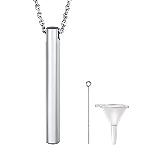 Richsteel Asche Urne Anhänger,Halskette Barre Urne Funeral Personalisierbare Edelstahl,Schmuck für Asche Tiere Mann Frau von Richsteel