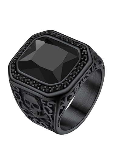 Richsteel Biker Ring Schmuck für Männer Jungen Schwarzer Achat Erhöht mit Zirkon Schwarz Totenkopf X Bone Edelstahl Größe 70 Farbe Schwarz Richsteel Biker Ring Schmuck für Männer Jungen Schwarzer Achat Erhöht mit Zirkon Schwarz Totenkopf X Bone Edelstahl Größe 70 Farbe Schwarz von Richsteel