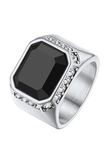 Richsteel Biker Ring Schmuck für Männer Jungen Schwarzer Achat Quadratisch mit Zirkon Weiß Edelstahl Größe 70 Farbe Weiß Richsteel Biker Ring Schmuck für Männer Jungen Schwarzer Achat Quadratisch mit Zirkon Weiß Edelstahl Größe 70 Farbe Weiß von Richsteel