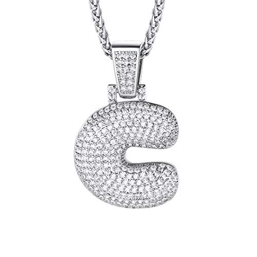 Richsteel Bling Bubble Buchstabe Kette C Bling Schmuck mit Geschenkebox und Beutel für Mama und Papa von Richsteel