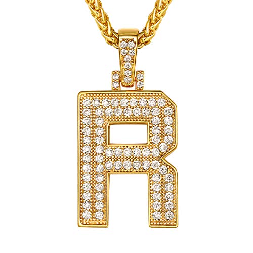 Richsteel Bling Bling Namenskette Initial Buchstabe R Anhänger Partner Freundschaftskette für Damen Herren von Richsteel