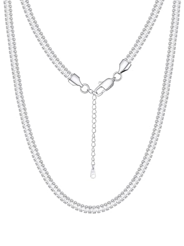 Richsteel Bling Iced Out Halskette Platin Tennis Kette mit Zirkonia Diamant Schmuck Silber Kette für Hochzeit Valentinstag Geburtstag von Richsteel