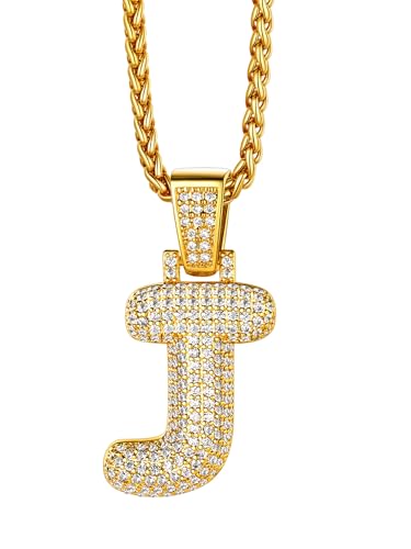 Richsteel Bling Schmuck Bubble Kette J Bling Buchstabenkette J mit 55cm+5cm Weizenkette für Damen und Mädchen von Richsteel