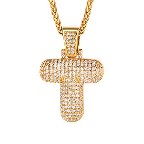 Richsteel Bling Schmuck Bubble Kette T Bling Buchstabenkette T mit 55cm+5cm Weizenkette für Damen und Mädchen von Richsteel