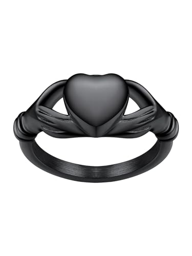 Richsteel Claddagh Fingerring für Damen Herren Schwarz Memorial Kremation Ring in Größe 59.5 für Asche Einäscherrung Schmuck Andenken von Richsteel