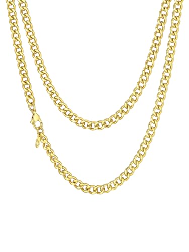 Richsteel Damen Frauen Kürz Halskette goldene Panzerkette Halskette 36cm lang Cuban Kette Hip pop Halskette für Alltag Party Richsteel Damen Frauen Kürz Halskette goldene Panzerkette Halskette 36cm lang Cuban Kette Hip pop Halskette für Alltag Party von Richsteel