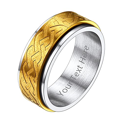Richsteel Damen Herren goldener Keltischer Knot Fingerring Personalisierter Spinnerring Zappel Bandring mit Geschenkebox für Valentinstag Geburtstag von Richsteel