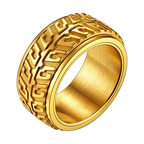 Richsteel Damen Herren goldener Mechaniker Biker Fingerring Punk Spinnerring Zappel Bandring mit Geschenkebox für Valentinstag Geburtstag von Richsteel