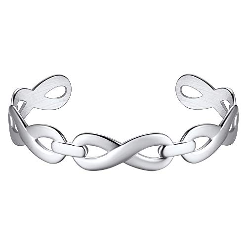 Richsteel Zierlicher Damen Mädchen Unendlichkeit Armband Metall Verstellbarer Unendlichkeit Armreif Offener Armbänder mit Geschenkebox für Hochzeit Verlorbung von Richsteel