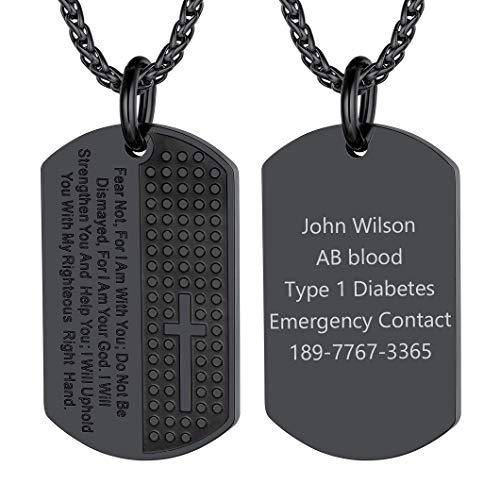 Richsteel Dog Tag Anhänger Herren Bible Verse Kette aus Edelstahl schwarz Kette für Kinder und jugendlichen von Richsteel