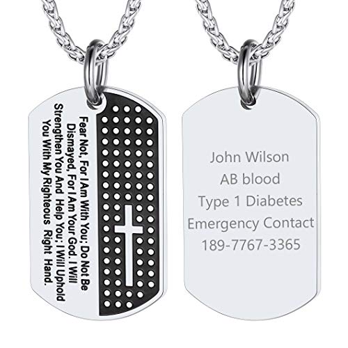 Richsteel Dog Tag Anhänger mit Bible Verse Herren Kette mit Bible Verse anhänger für Religiöser Leute von Richsteel