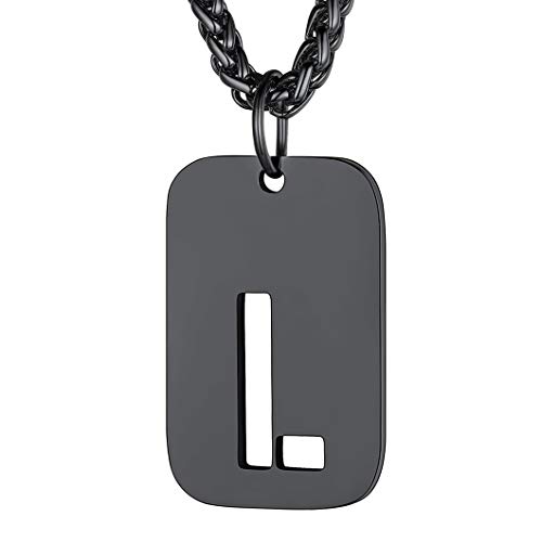 Richsteel Dog Tag anhänger aus Edelstahl Initiale L Buchstabenkette Partnerkette Namenskette für Valentinstag Geburtstag von Richsteel