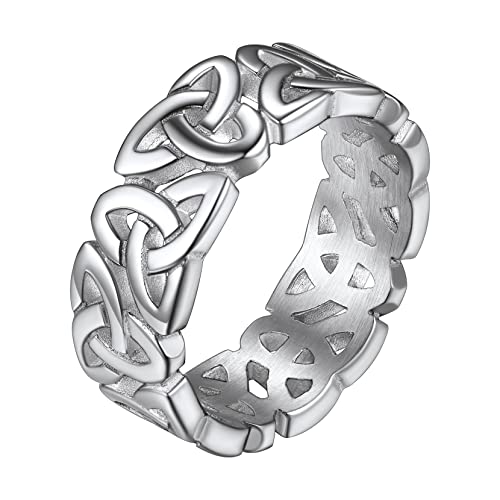 Richsteel Dreifaltigkeit Knot Fingerring für Damen Mädchen 7.5mm Triquetra Knot Ring in Ringgröße 56.5 Edelstahl Keltischer Knot Ring mit Geschenkebox für Freundin Ehefrau von Richsteel