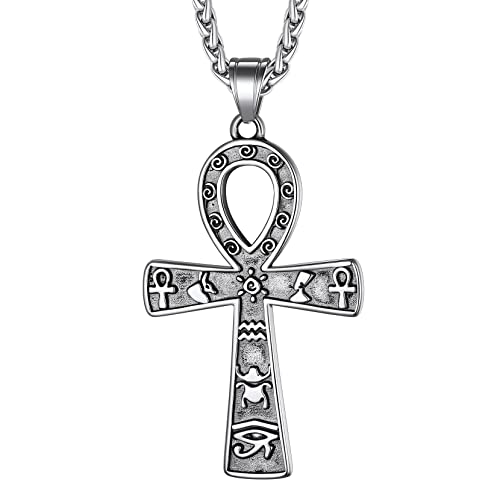 Richsteel Edelstahl Ägyptischer Kreuz Anhänger für Herren Jungen Religiöser Ankh Schutz Amulett mit Geschenkebox für Geburtstag Weihnachten von Richsteel