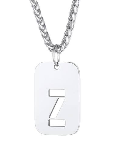 Richsteel Edelstahl Dog Tag anhänger Initiale Z Buchstabenkette Partnerkette Namenskette für Valentinstag Geburtstag von Richsteel
