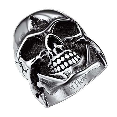 Richsteel Edelstahl Fingerring Personalisierter Bandring für Herren Männer Punk Gotik skelett Totenkopf Ring in Ringgröße 72.8 für Valentinstag Vatertag von Richsteel