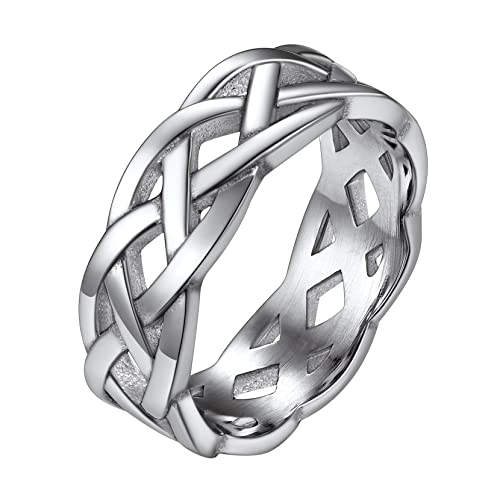 Richsteel Edelstahl Fingerring für Damen Mädchen 7mm breit Keltischer Knot Ring Ehering Partnerring Ewigkeitsring mit Geschenkebox für Geburtstag Vatertag Weihnachten von Richsteel