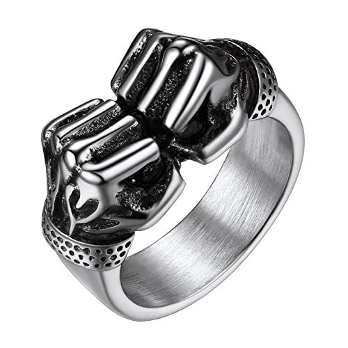 Richsteel Edelstahl Fingerring für Herren, Punk Faust Ring in Größe 67, Hip pop Faust Boxhand Ring für Geburtstag Vatertag von Richsteel