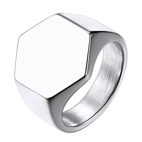 Richsteel Edelstahl Fingerring für Herren Männer 7mm breit Geometrischer Hexagon Sechseckig Bandring mit Geschenkebox für Geburtstag Vatertag Weihnachten von Richsteel