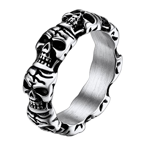 Richsteel Edelstahl Herrenring Punk Gotik Totenkopf Schmuck Charm Schädel Kopf Bandring in 67 Rock Biker Ring für Vatertag Geburtstag von Richsteel