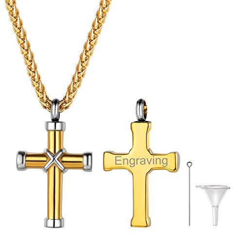 Richsteel Edelstahl Memorial Asche Andenken goldene Halskette mit Knot Kreuz als Erinnerung Schmuck für Damen und Herren von Richsteel