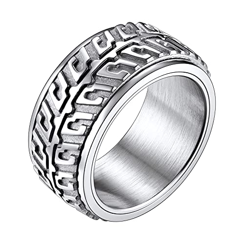 Richsteel Edelstahl Spinnerring Herren Männer Zappel Bandring 10mm Mechaniker Reifen Fingerring Punk Biker Bandring für Weihnachten Valentinstag Geburtstag von Richsteel