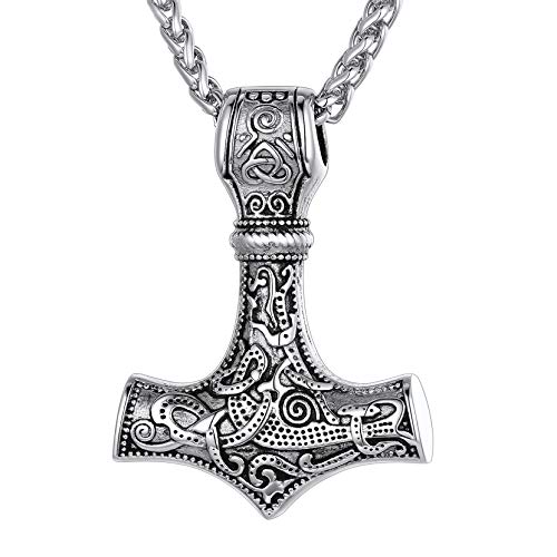 Richsteel Edelstahl Thors Hammer Halskette Wikinger Schmuck Mjölnir Anhänger mit Keltischer Knot für Herren Jungen Männer von Richsteel