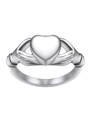 Richsteel Edelstahl Urnenring für Damen Herren Memorial Claddagh Fingerring in Größe 54.4 Feuerbestattung Schmuck Andenken für Asche von Richsteel