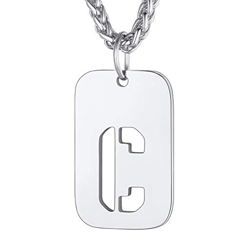 Richsteel Edelstahl anhänger Jungen Erkennungsmarke anhänger mit Buchstabe C Symbol Punk Style Alphabet Kette von Richsteel