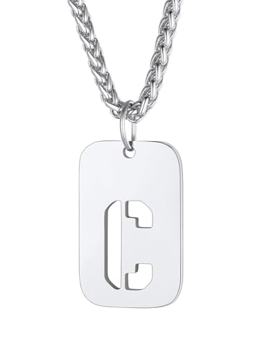 Richsteel Edelstahl anhänger Jungen Erkennungsmarke anhänger mit Buchstabe C Symbol Punk Style Alphabet Kette von Richsteel