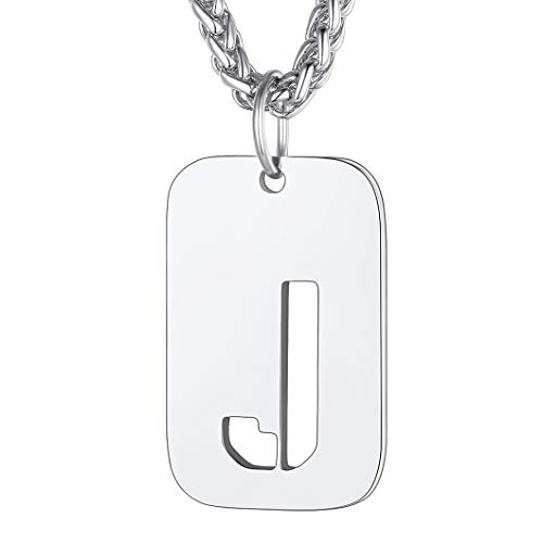 Richsteel Edelstahl anhänger Jungen Erkennungsmarke anhänger mit Buchstabe J Symbol Punk Style Alphabet Kette von Richsteel