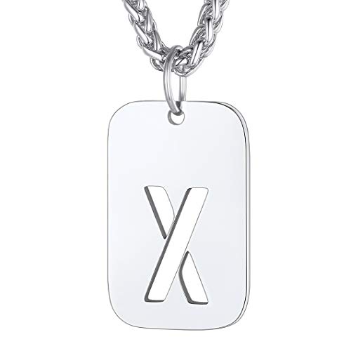 Richsteel Edelstahl anhänger für Jungen Dog Tag anhänger mit Buchstabe X Symbol Punk Style Alphabet Kette von Richsteel