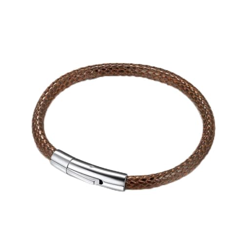 Richsteel Edelstahl braune Herren wasserdichter Armband 20cm Lederarmband mit Schmuckbox für Frauen und Männer von Richsteel