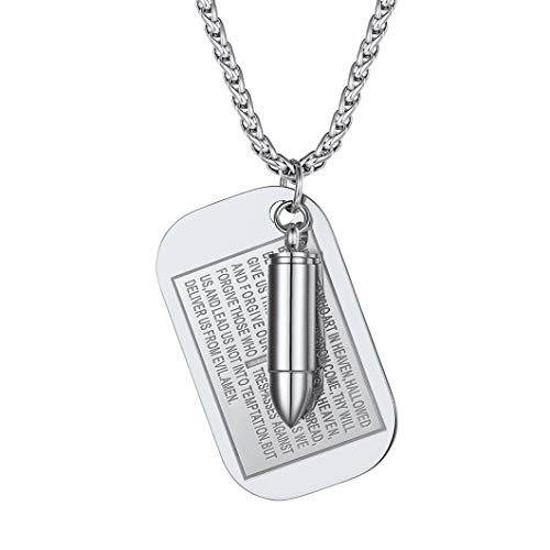 Richsteel Erkennungsmarke Anhänger mit Patrone Herren Kette Dog Tag Kette Patrone Kette für Herren und männer von Richsteel