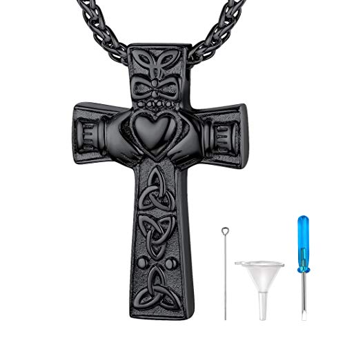 Richsteel Feuerbestattung Kreuz Anhänger Memorial Erinnerung Asche Kette Keltischer Knot Halskette Einäscherung Anhänger von Richsteel