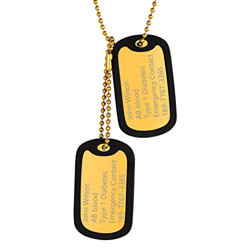 Richsteel Gold Dog Tag Kette in Armee Stil Herren Erkennungsmarek Anhänger für Kinder und Jugendlichen von Richsteel
