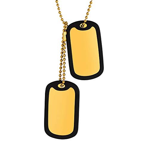 Richsteel Gold Dog Tag Kette in Armee Stil Herren Erkennungsmarek Anhänger für Kinder und Jugendlichen von Richsteel