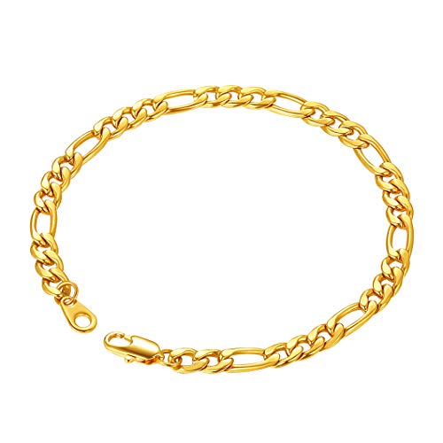 Richsteel gold Figaro Armbänder 21cm lang 5mm breit Armschmuck für Party/Jeden Tag/ von Richsteel