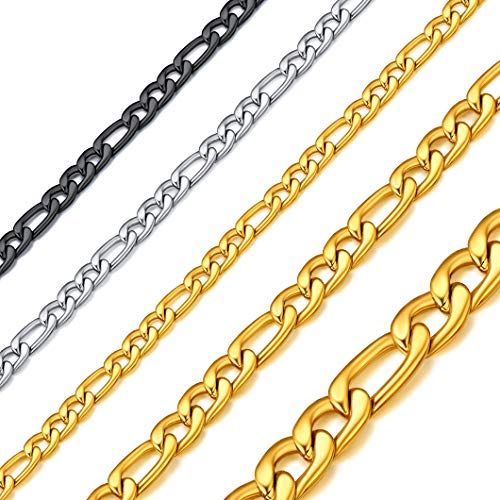 Richsteel gold Figarokette aus Edelstahl 3mm breit 66cm lang mit Karabinerverschluss für hip pop/Model/Punker/Biker von Richsteel