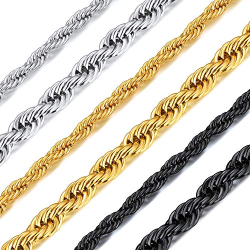 Richsteel Gold Zopfkette 6mm Rope Kette Unisex Kordelkette für Valentinstag/Geburtstag von Richsteel