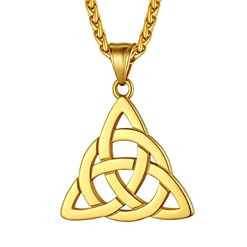 Richsteel Goldener Keltischer Knot Schmuck, Retro Trinity Knot Anhänhänger Halskette, Punk Celtic Knot Kette für Muttertag von Richsteel