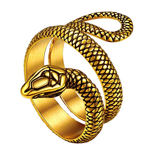 Richsteel goldener Snake Fingerring in Größe 67 Punk Gotik Verschlungener Schlangenring für Herren Jungen Vintag Schlange Schmuck für Freunden Ehemann Model von Richsteel