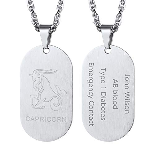 Richsteel herren Anhänger Sternzeichen Stier Anhänger Dog Tag Anhänger mit Text Namen Gravur für Weihnachten Geburtstag von Richsteel